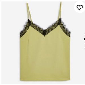 Topshop green lace cami